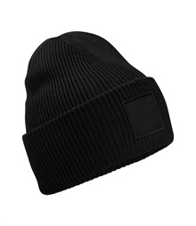 Deep-cuffed tonal patch beanie