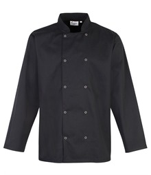Studded front long sleeve chef's jacket