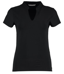 Women's corporate short-sleeved top v-neck mandarin collar (regular fit)