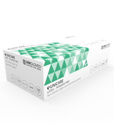Unicare Latex  Extra Strong Non-Powdered Latex Gloves (Case Of 10 Boxes / 100 Gloves Per Box)